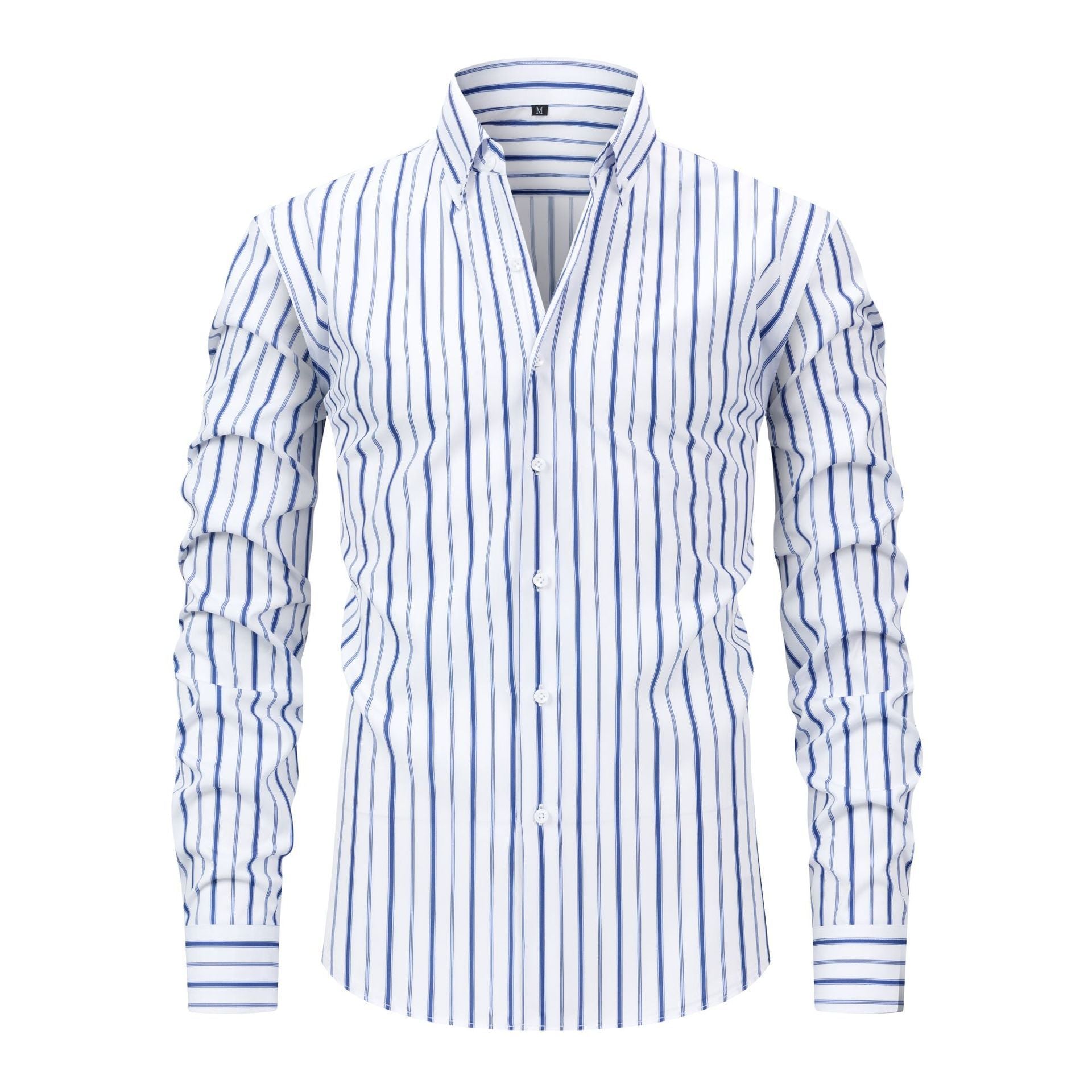 Men's Digital Printed Striped Long-sleeved Lapel Shirt