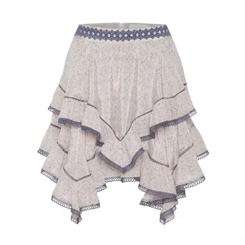 Women's Fashion Balloon Sleeve Top Skirt Two Piece Set