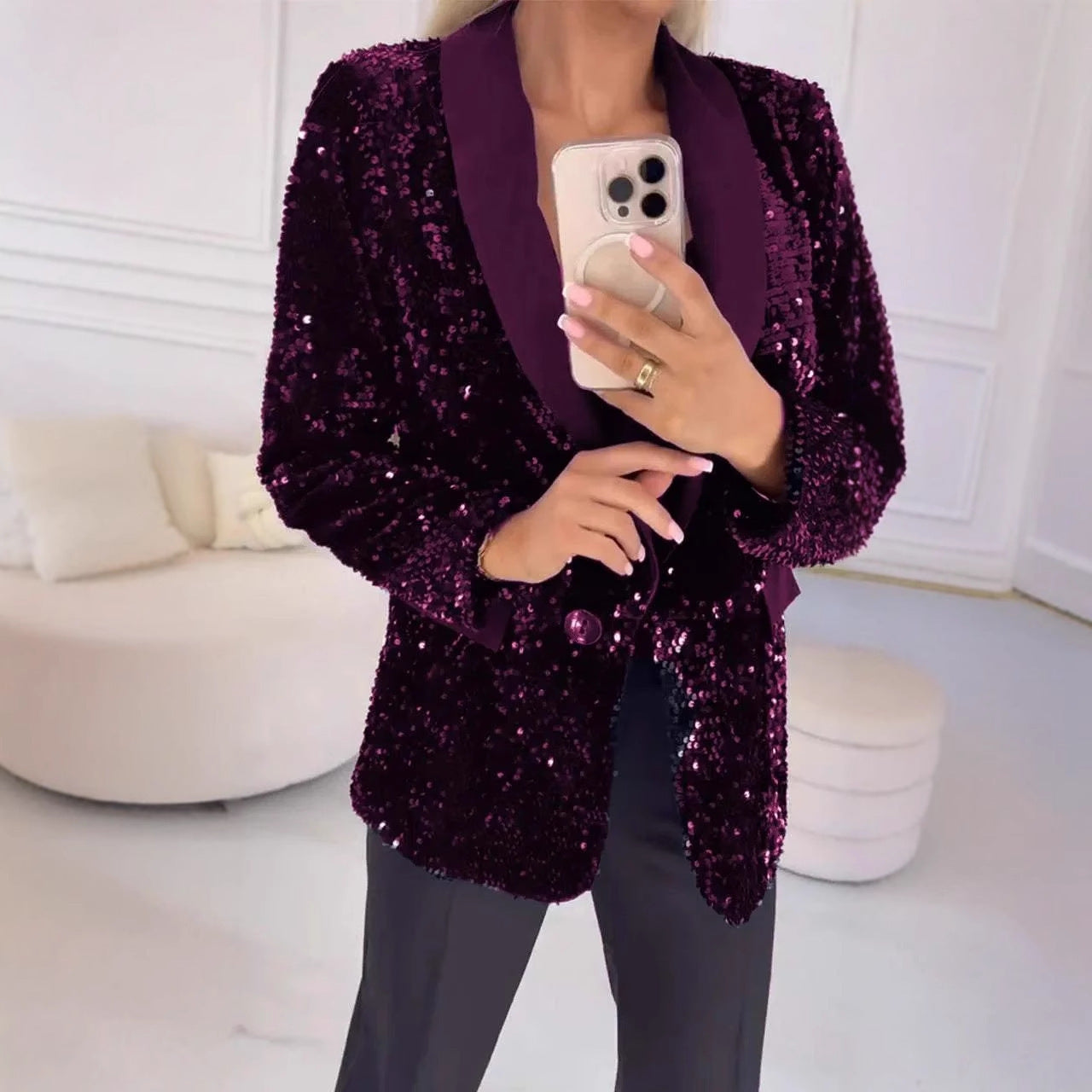 Autumn And Winter Leisure Fashionable Sequins Jacket