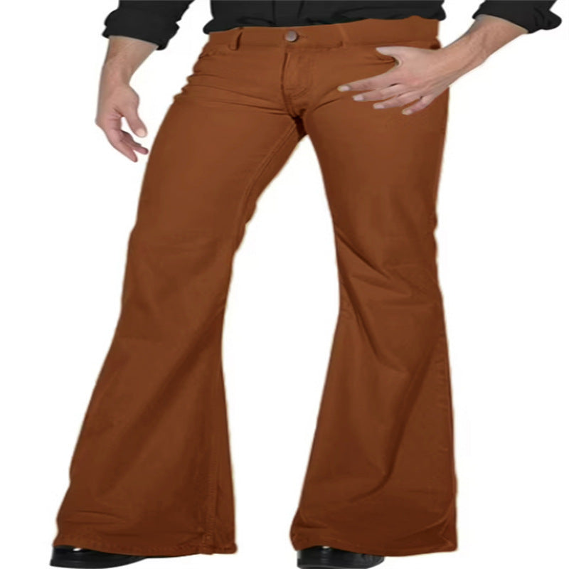 Solid Color Daily Casual Stretch Slim Retro Bell-bottom Pants