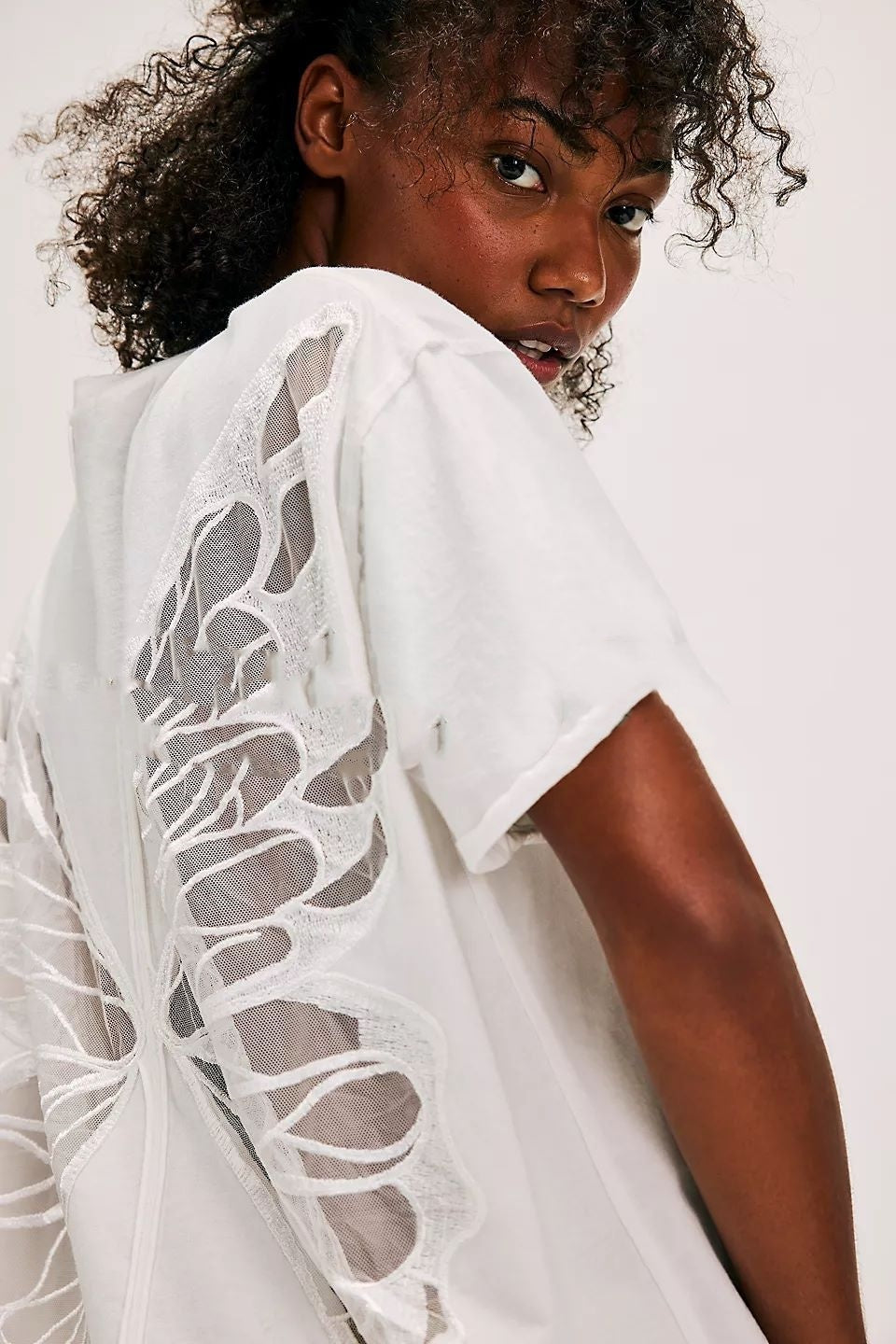 Street Hollow Butterfly Hot Girly Style Ins Loose Short Round Neck T-shirt