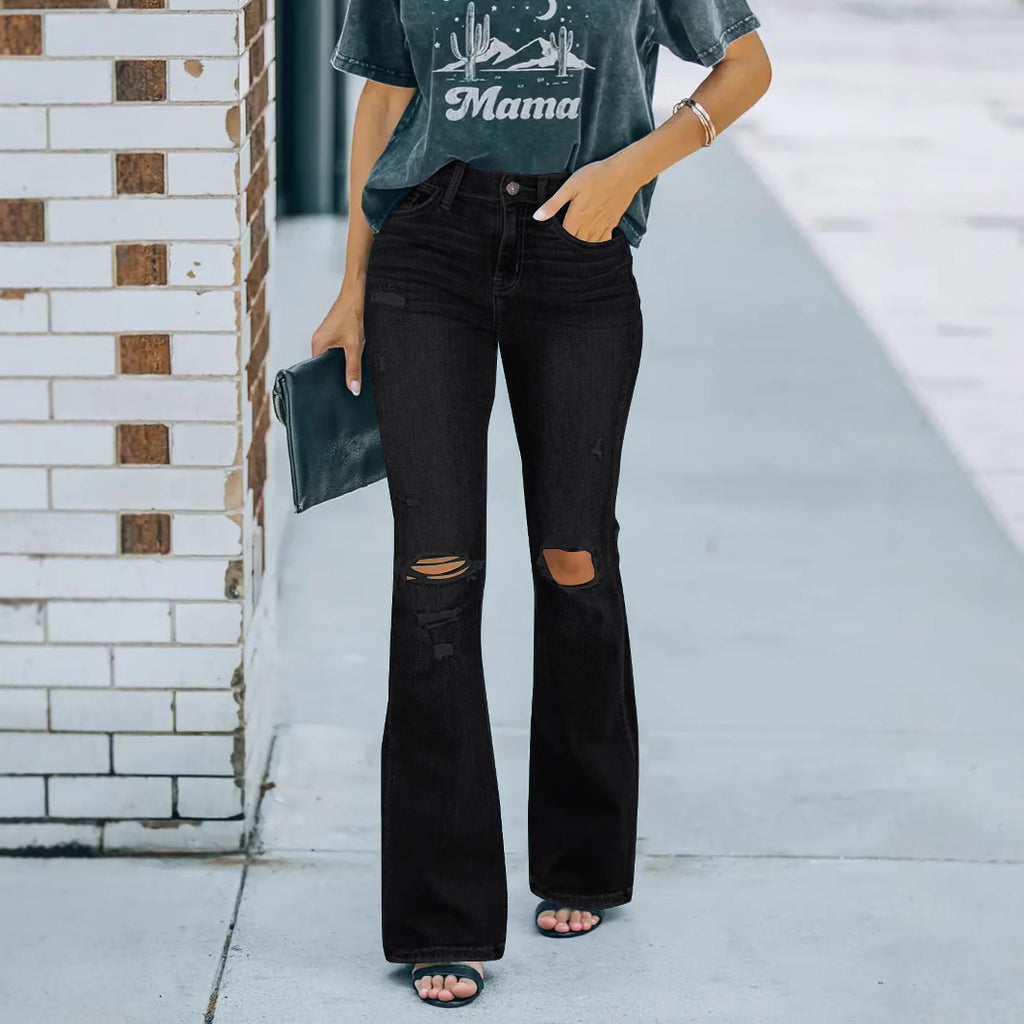 Women's Ripped Skinny Jeans Fashion Wash