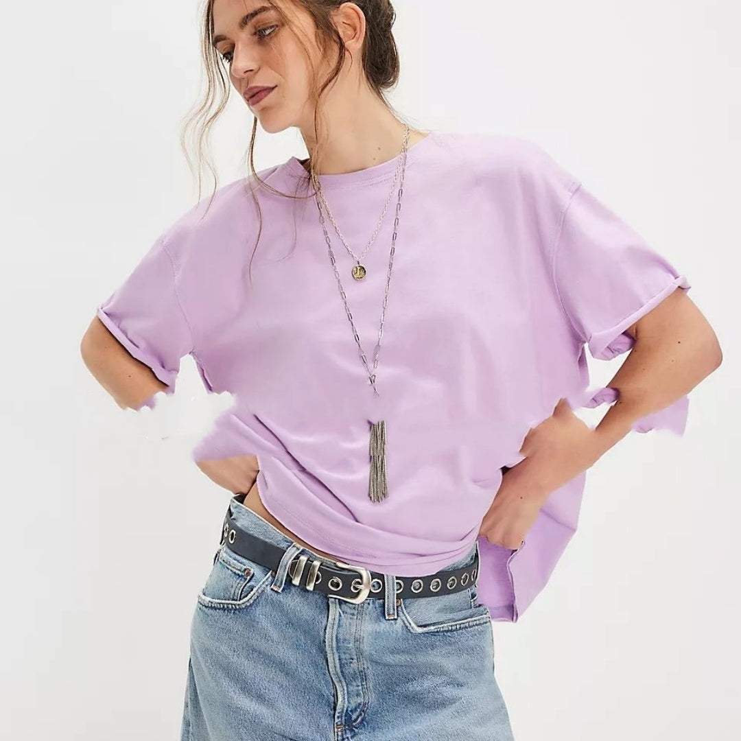 Street Hollow Butterfly Hot Girly Style Ins Loose Short Round Neck T-shirt