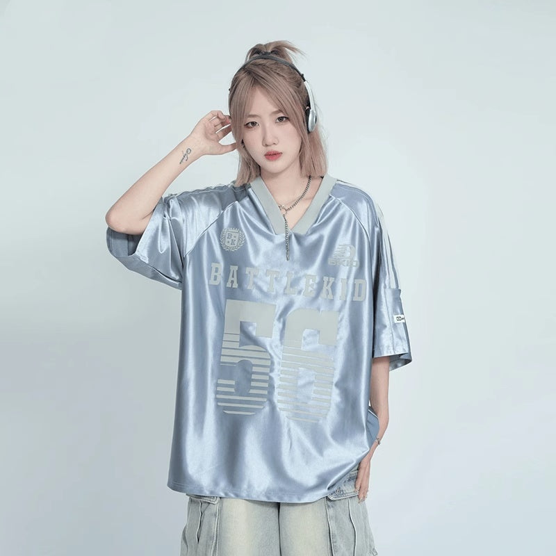 V-neck Raglan Sleeve Ice Short Sleeve T-shirt Casual Sports Jersey