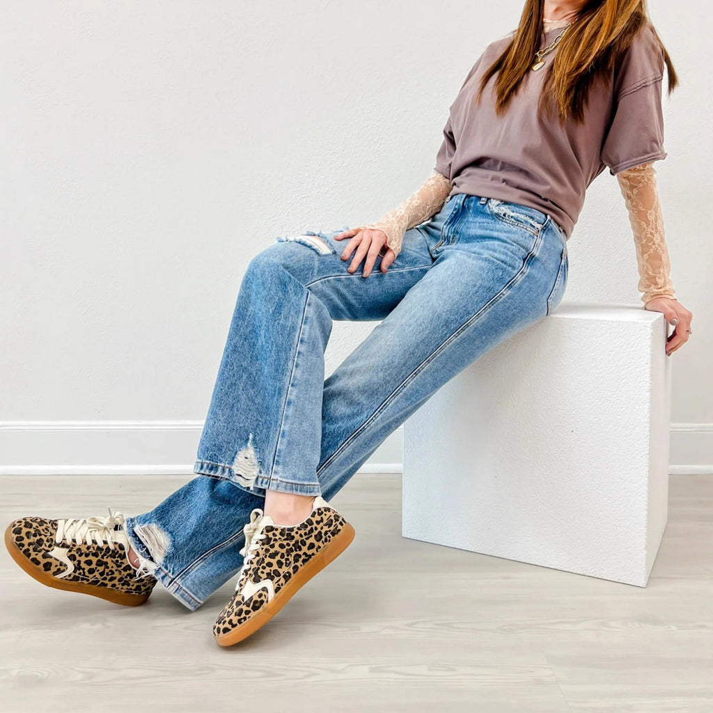 Ripped Jeans Slim-fitting Mid-waist Straight-leg Pants Distressed