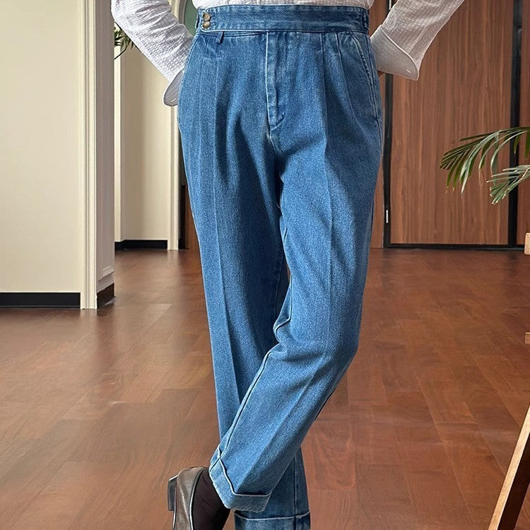 Drooping Straight Curling Suit Pants