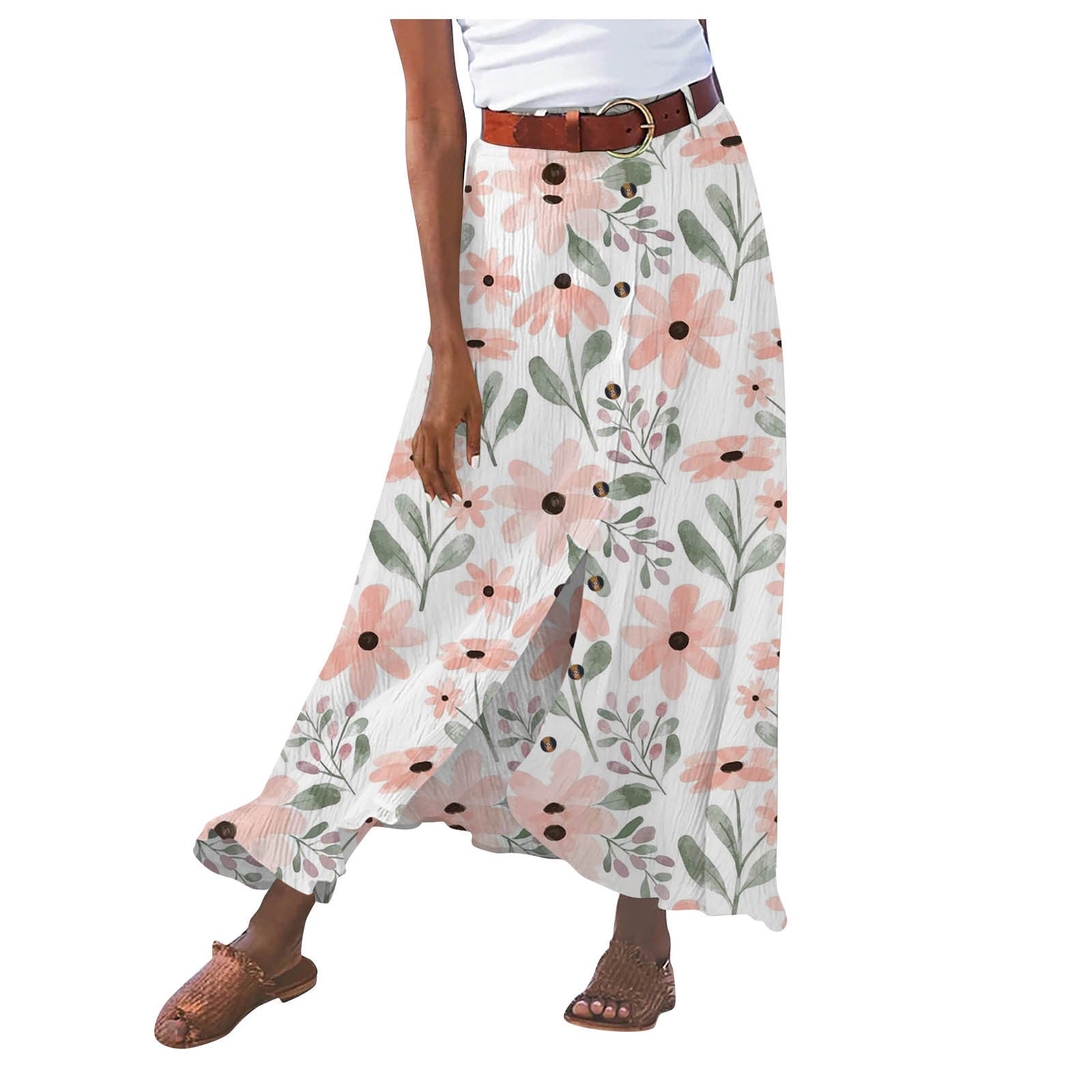 Women's Fashion Digital Print Button Skirt