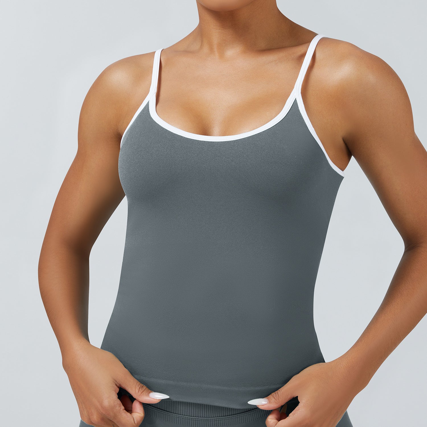 Women's Tight Contrast Color Sports Vest Backless Workout Clothes