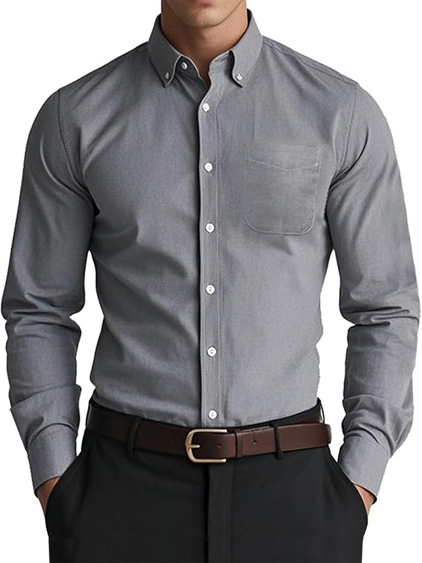 Men's Oxford Pure Color Casual Loose Shirt