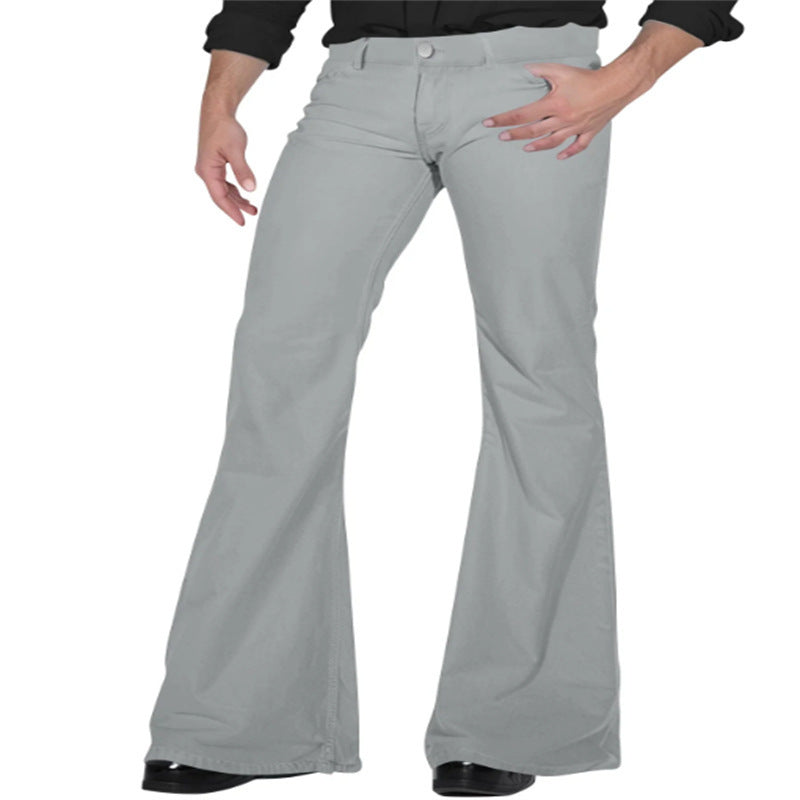 Solid Color Daily Casual Stretch Slim Retro Bell-bottom Pants