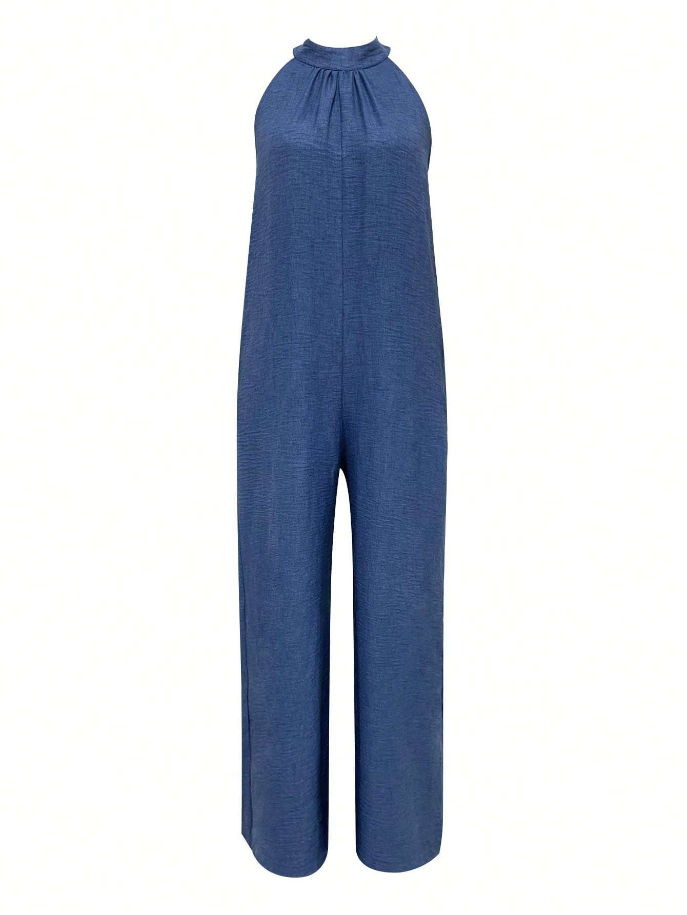 Sleeveless Halter Ruffled Young Women's Jumpsuit