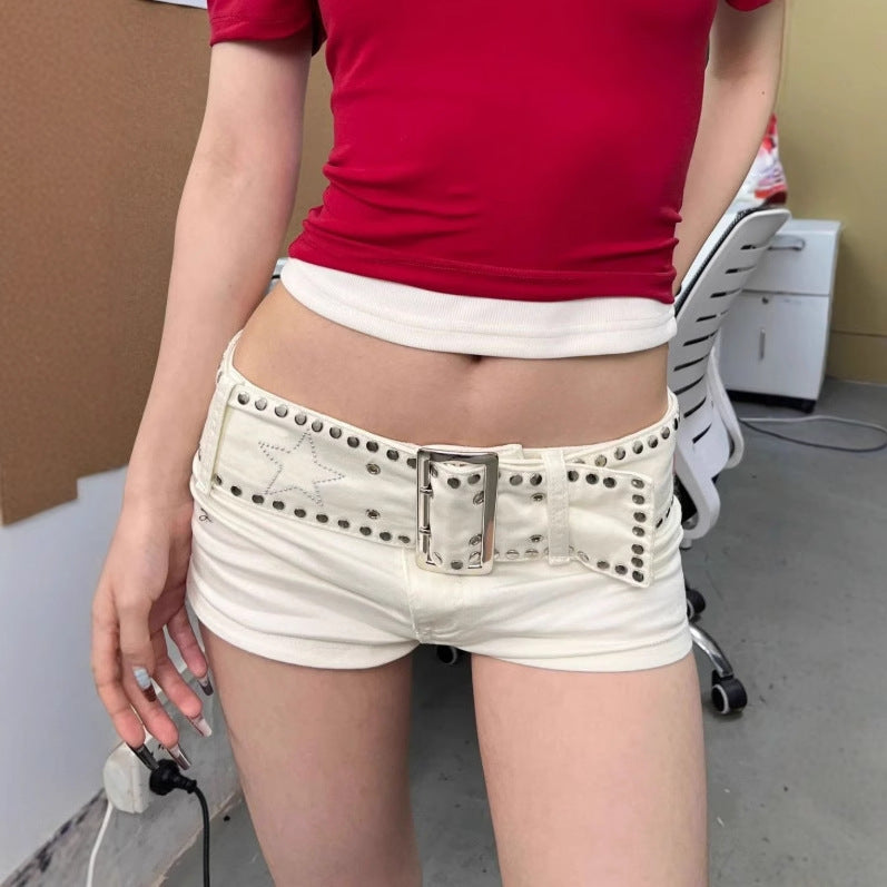 American Women's Low Waist Rivet Denim Shorts