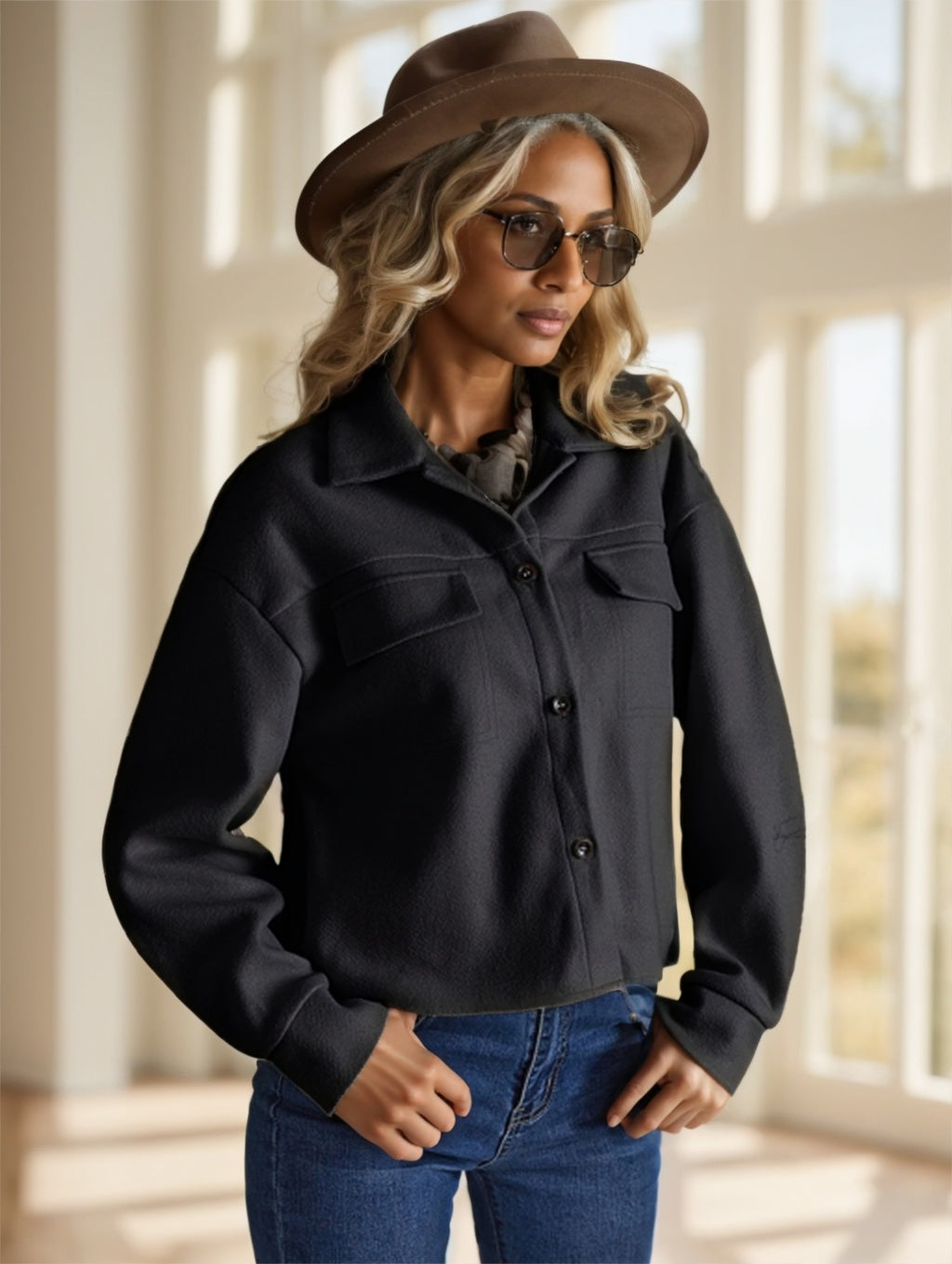 Essnce Flap Pocket Drop Shoulder Button Front Overcoat