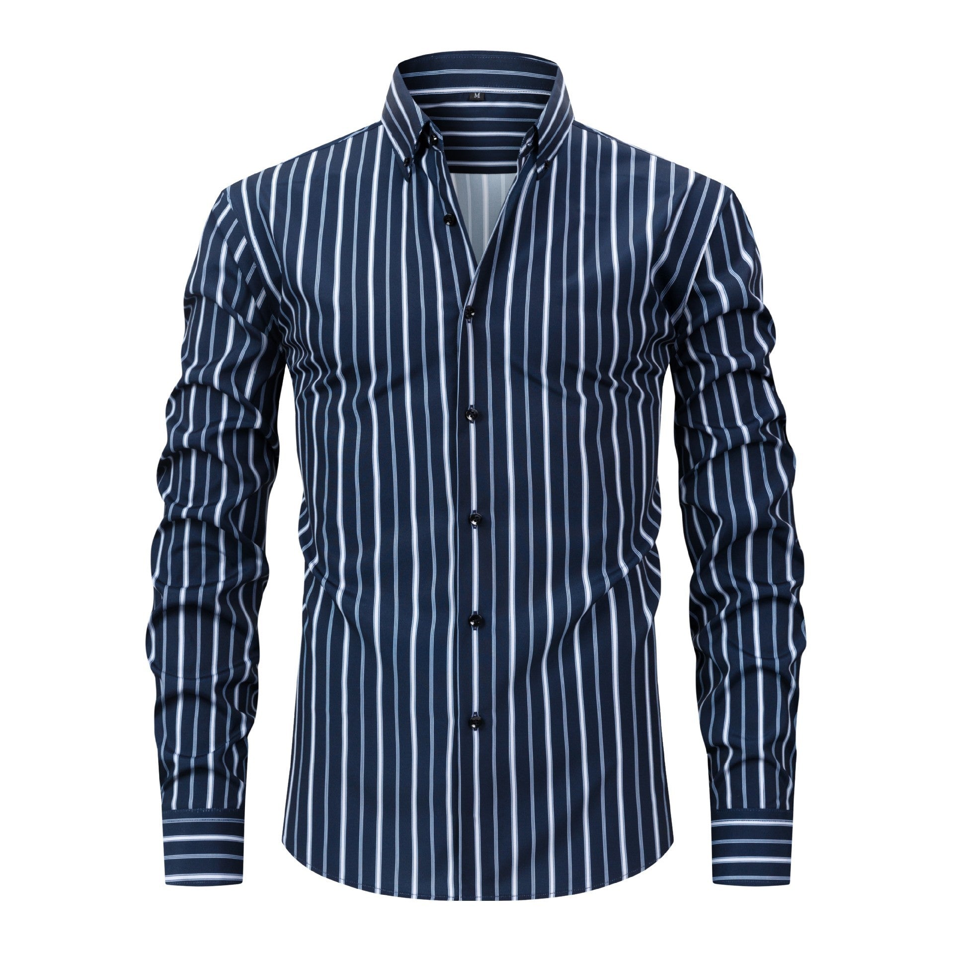 Men's Digital Printed Striped Long-sleeved Lapel Shirt