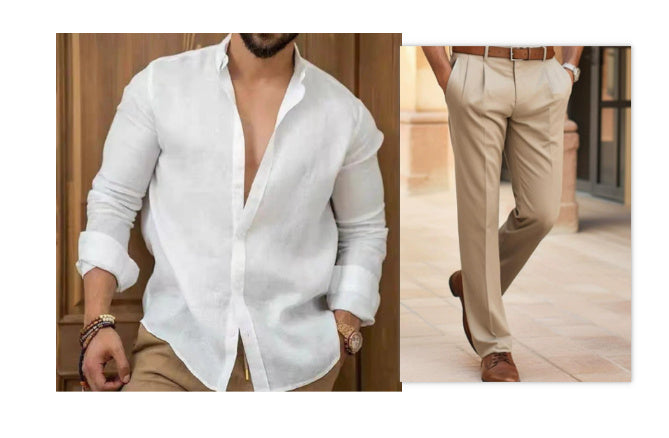 Men's Plaid Jacquard Chest Pocket Lapels Long Sleeve Lapel Shirt