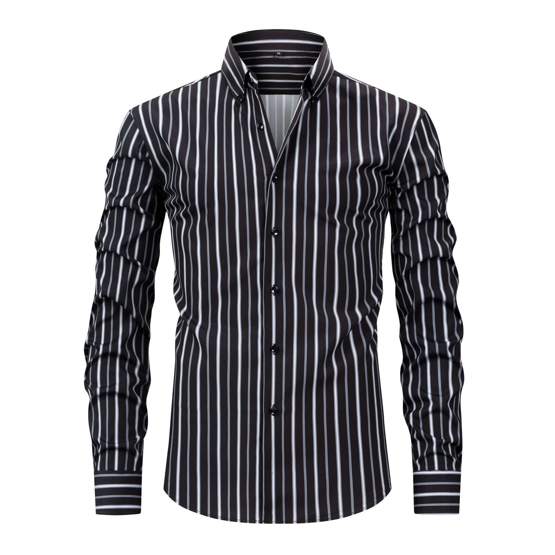 Men's Digital Printed Striped Long-sleeved Lapel Shirt