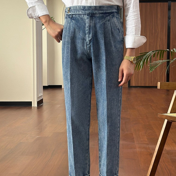 Drooping Straight Curling Suit Pants