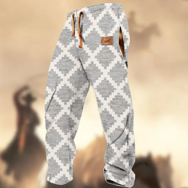Printed Drawstring Men's Casual Pants