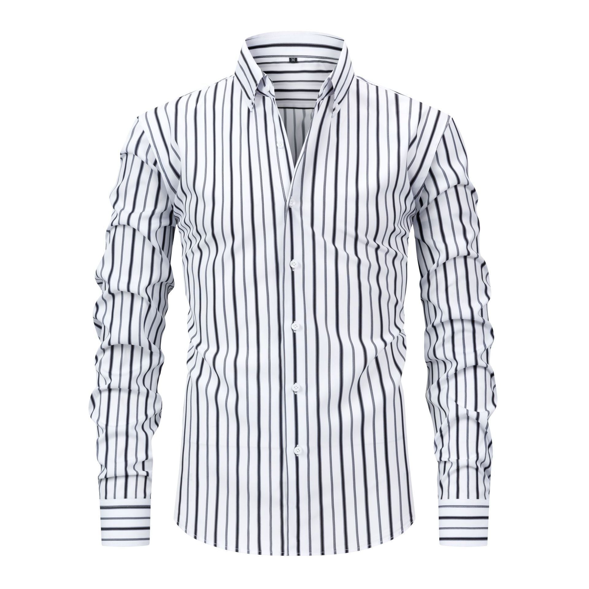 Men's Digital Printed Striped Long-sleeved Lapel Shirt