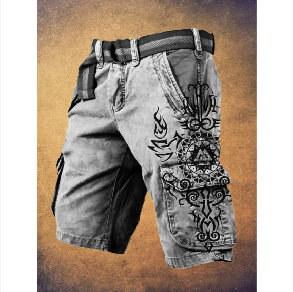 3D Personality Printing Stylish Shorts Zipper Men's Pants