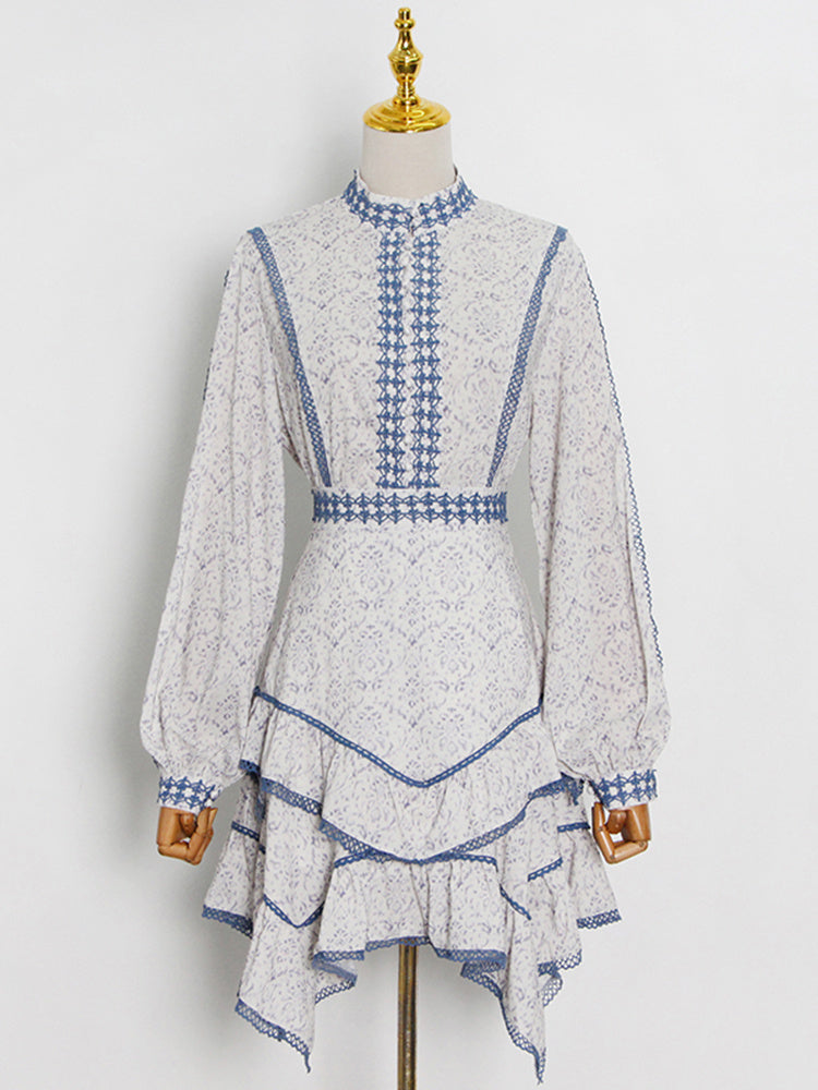 Women's Fashion Balloon Sleeve Top Skirt Two Piece Set