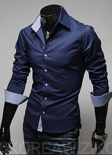 Plaid Color Matching Casual Plus Size Men's Shirt