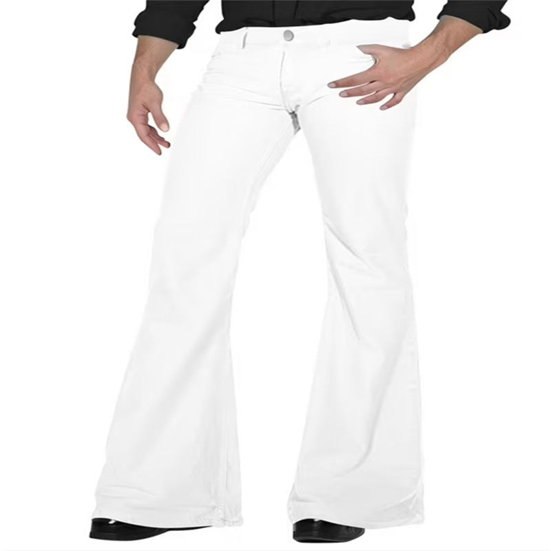 Solid Color Daily Casual Stretch Slim Retro Bell-bottom Pants