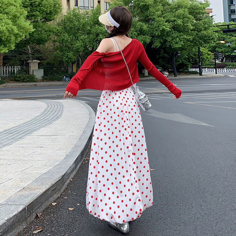 Japanese Summer Red Polka Dot Skirt Women