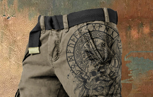 3D Personality Printing Stylish Shorts Zipper Men's Pants