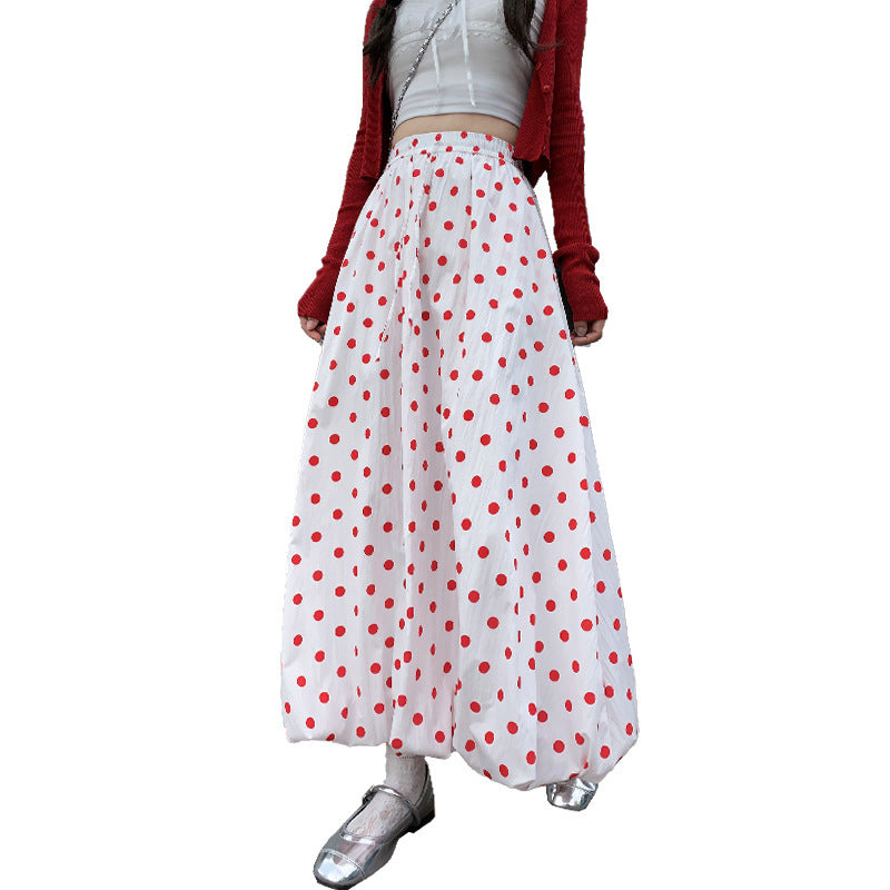 Japanese Summer Red Polka Dot Skirt Women