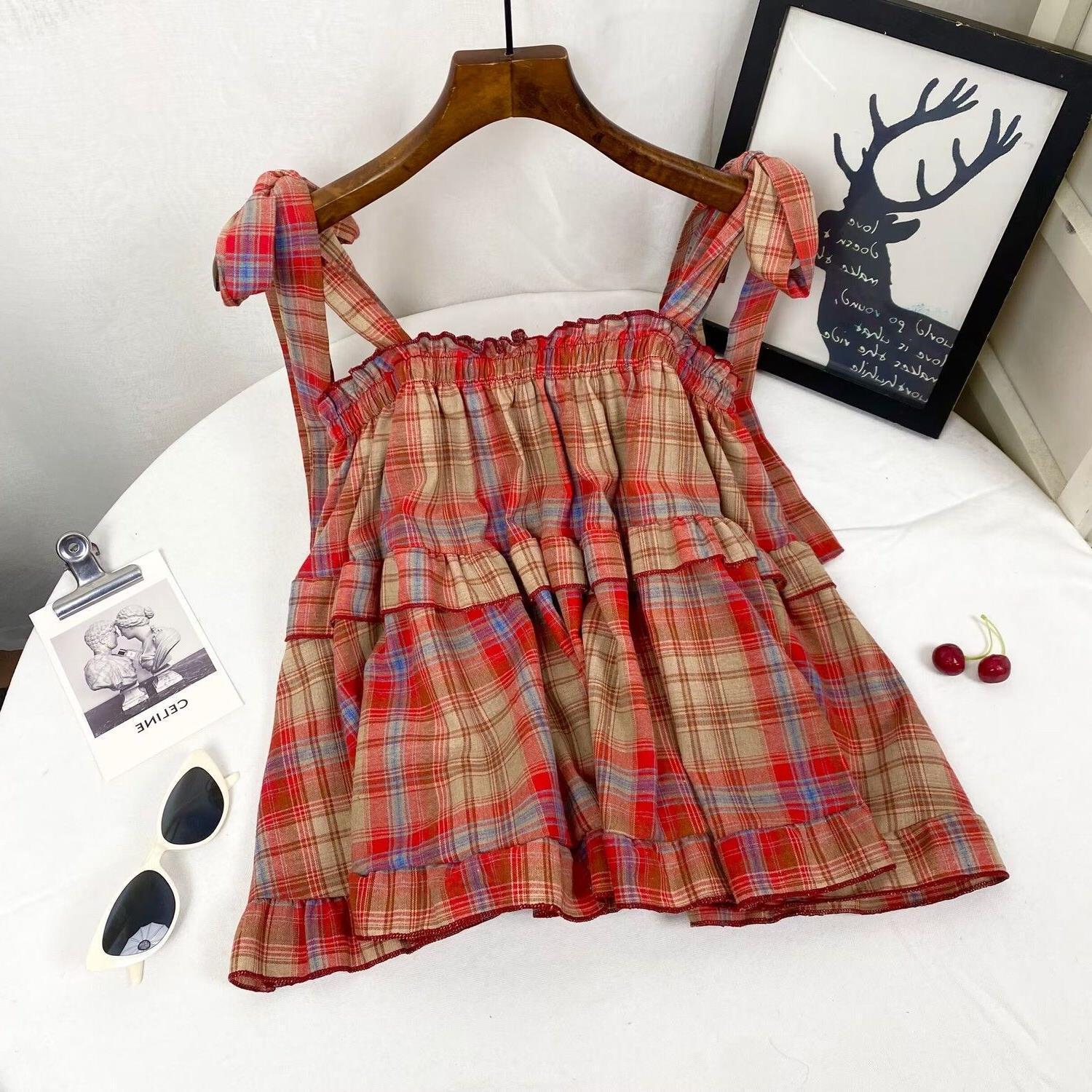 Sweet Girl Summer New Western Style Youthful-looking Ruffle Sleeveless Vest Women's Top