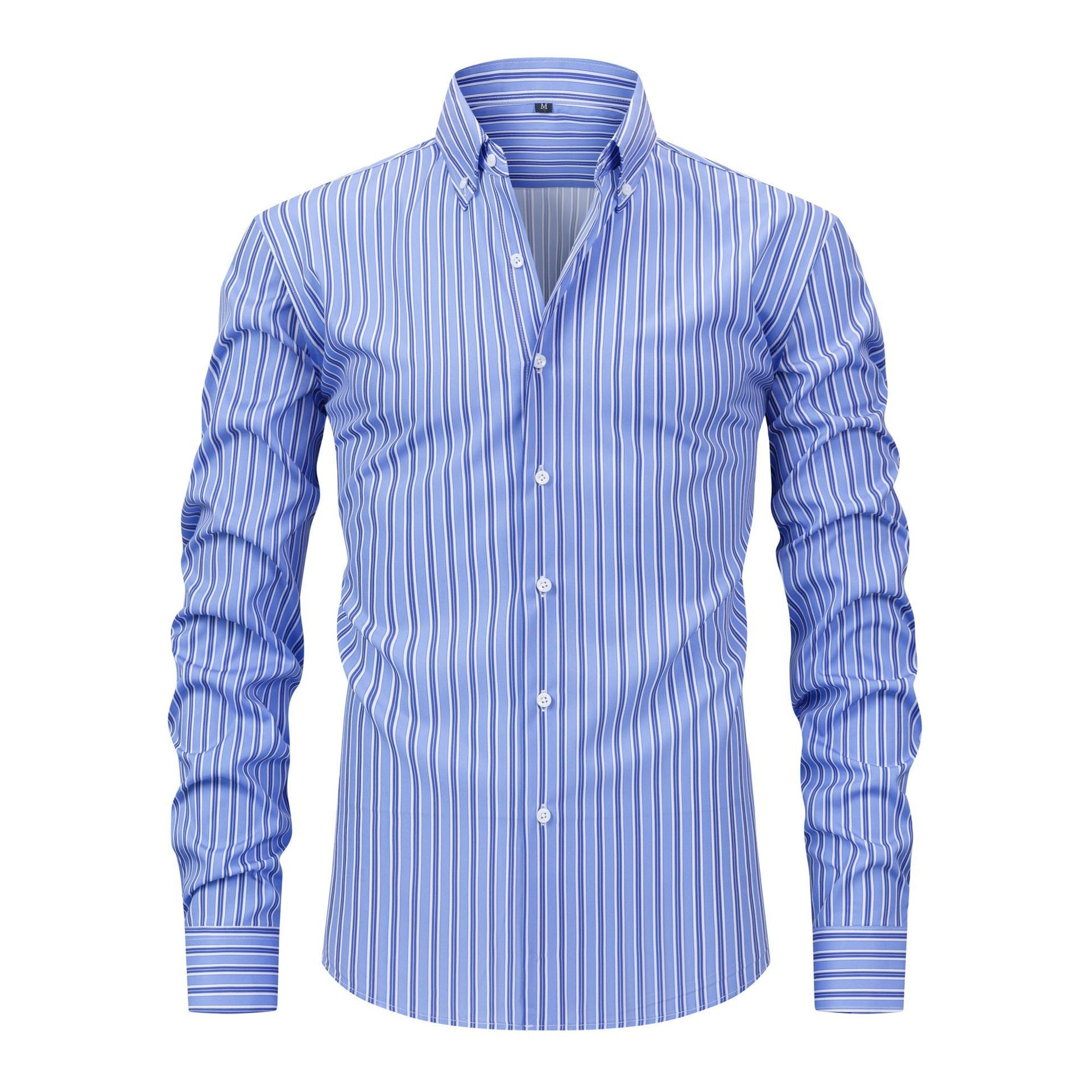 Men's Digital Printed Striped Long-sleeved Lapel Shirt