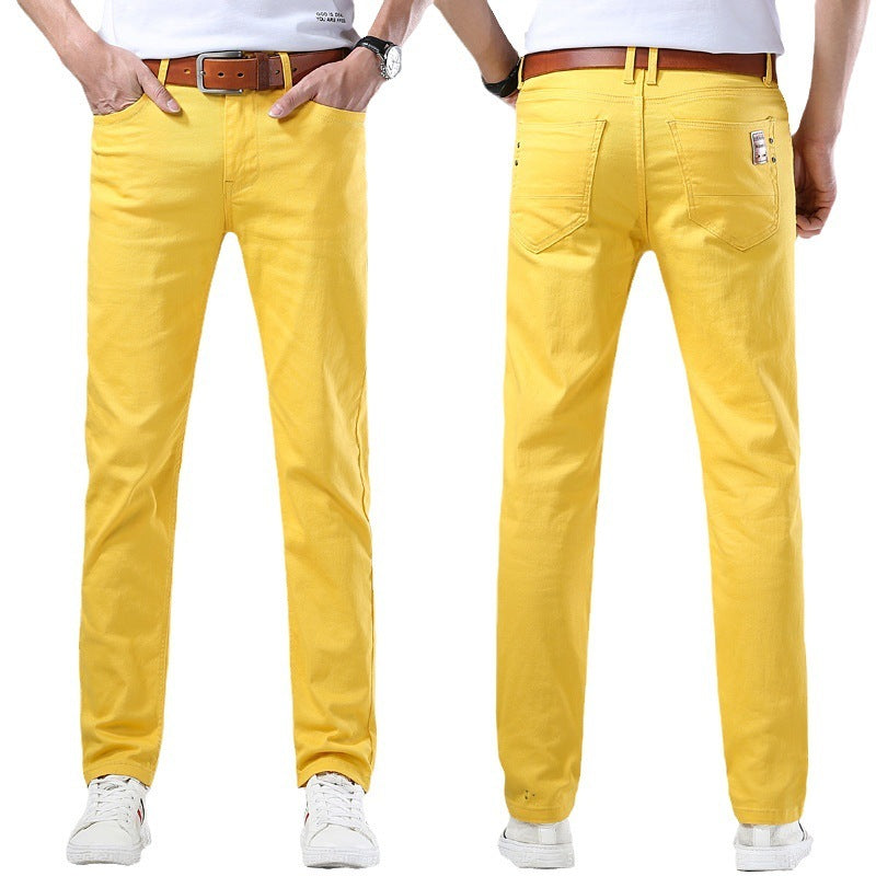 Casual Men's Slim Straight Stretch Colored Trousers
