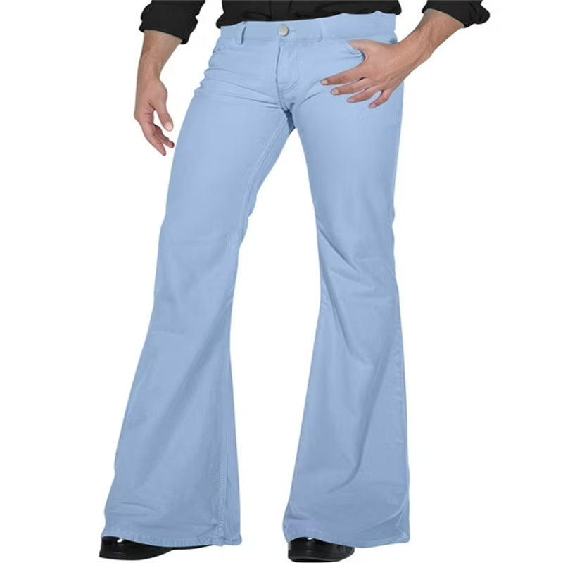 Solid Color Daily Casual Stretch Slim Retro Bell-bottom Pants