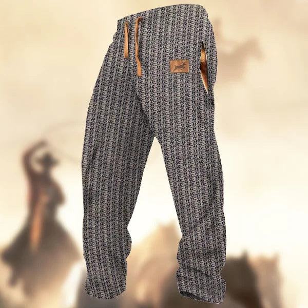 Technology Printing Trousers Elastic Closed Rope Straight-leg Trousers