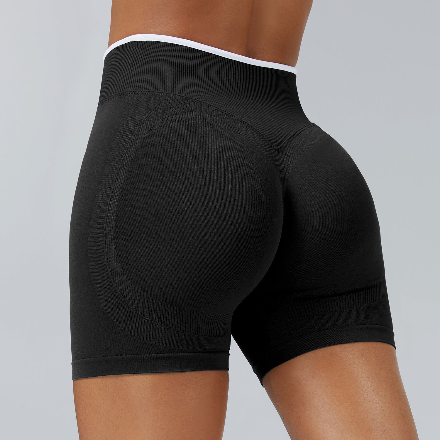 Color Matching Seamless Tight Yoga Shorts Peach Hip Raise