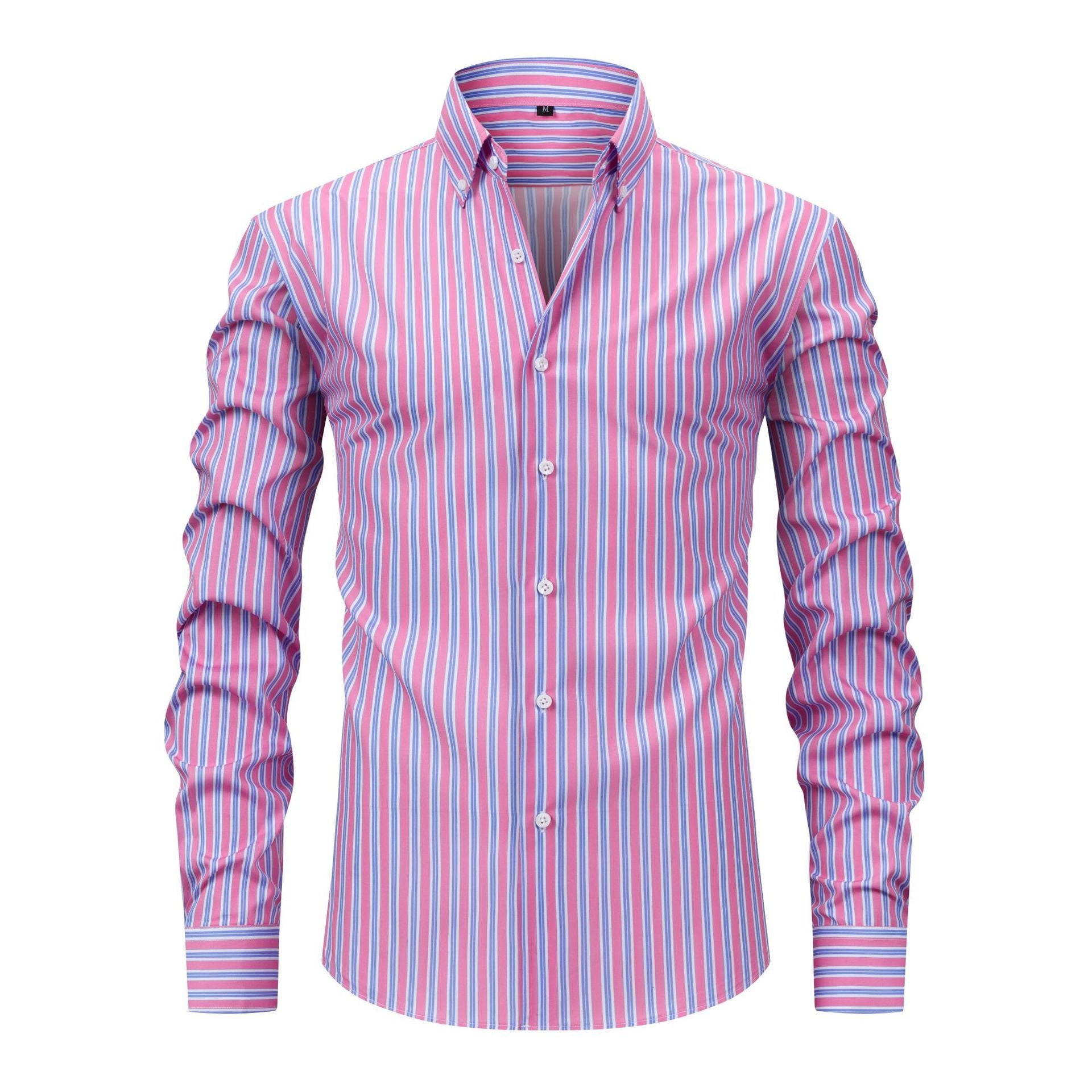Men's Digital Printed Striped Long-sleeved Lapel Shirt