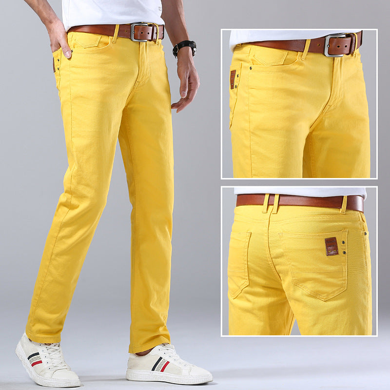 Casual Men's Slim Straight Stretch Colored Trousers