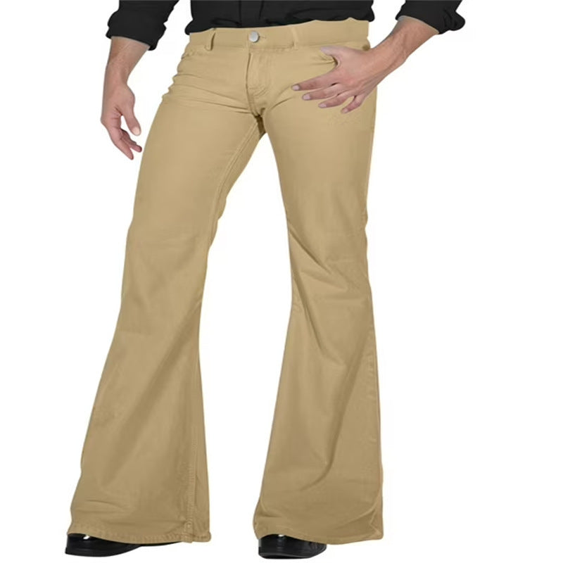Solid Color Daily Casual Stretch Slim Retro Bell-bottom Pants